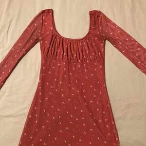 Simons (Twik) Burgundy Floral Print Mesh 90s Dress